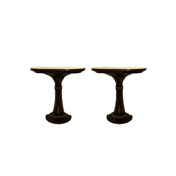 Set 2 consolle in stile Art Déco in legno e pietra onice, 