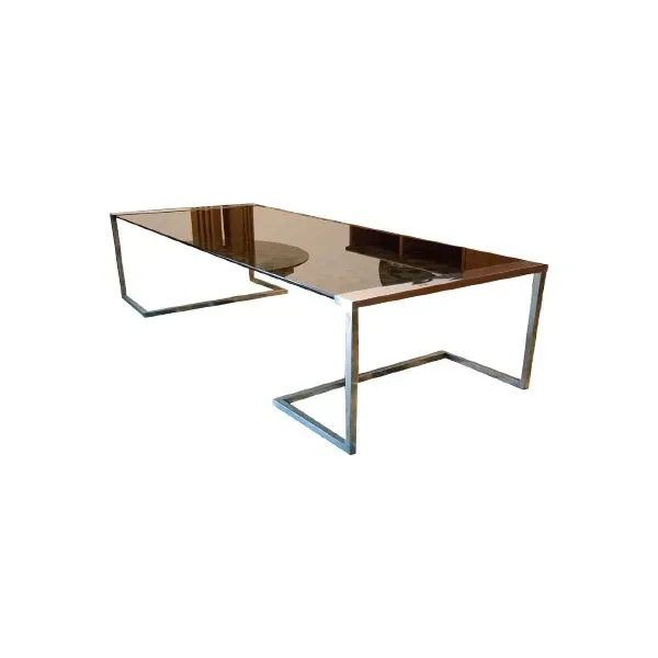 Vintage smoked glass rectangular table (1980s), image