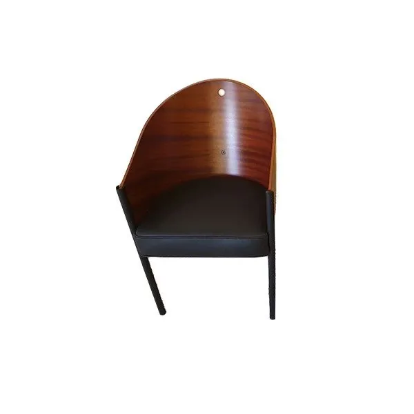 Costes chair in curved mahogany wood and leather (black), Driade image