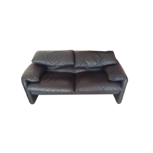 2 seater sofa Maralunga icon in leather (black), Cassina image