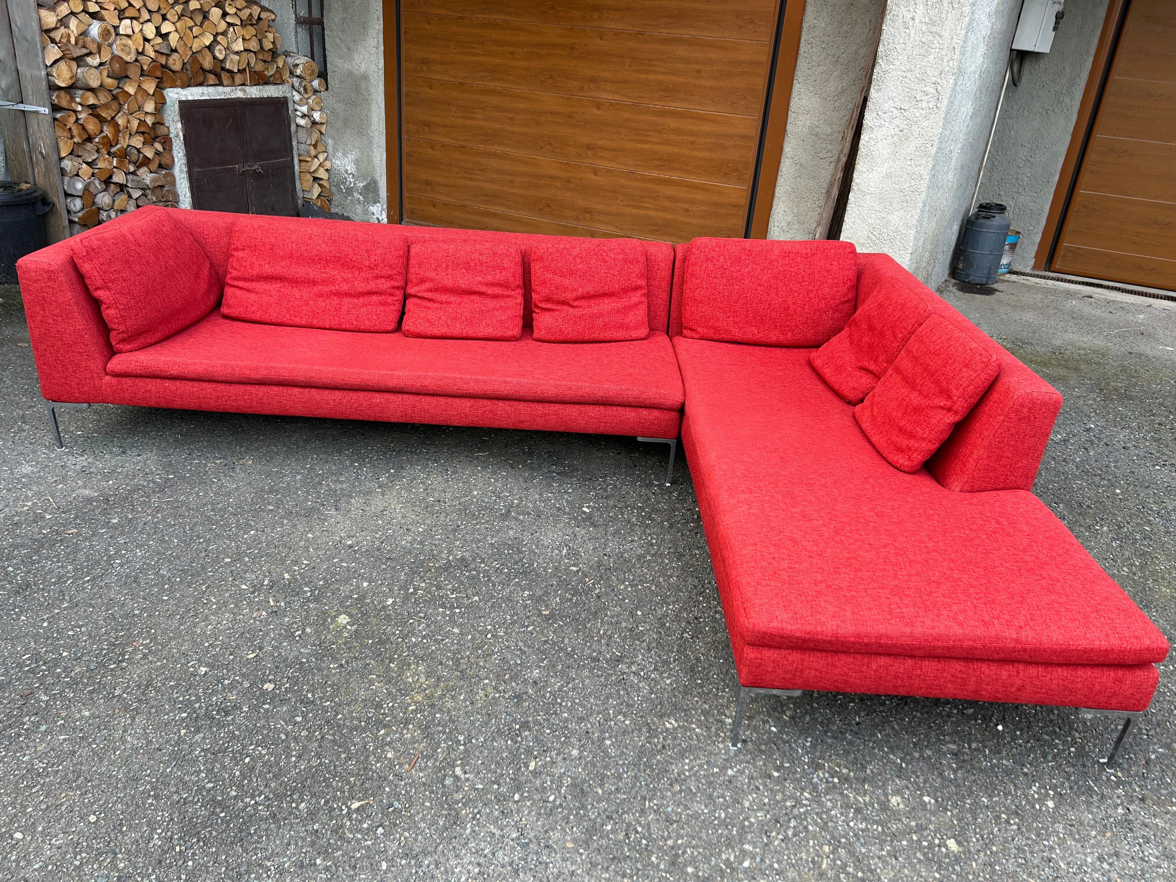 Charles Red Modular Sofa by Antonio Citterio Front