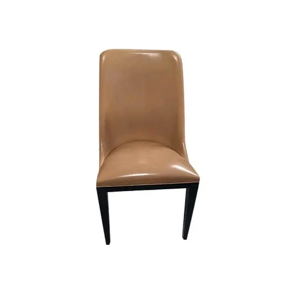Modern chair in wood and leather (beige), Baxter 1