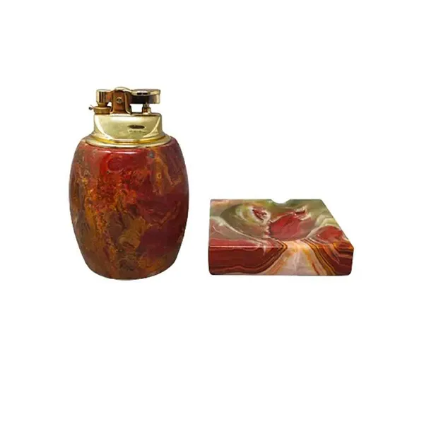 Vintage Onyx Aschenbecher und Feuerzeug Set (1970er Jahre) 