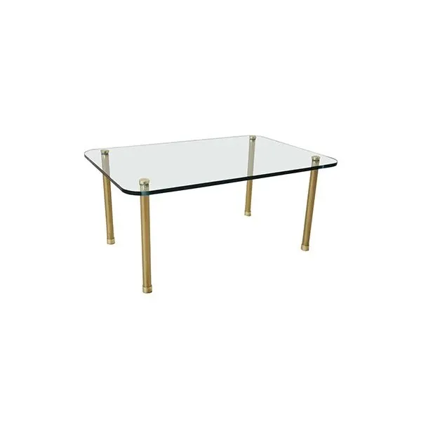 Tavolino da salotto vintage in cristallo e ottone (anni '80),  