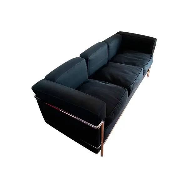 Le Corbousier 3 seater sofa L2 in fabric (black), Cassina 