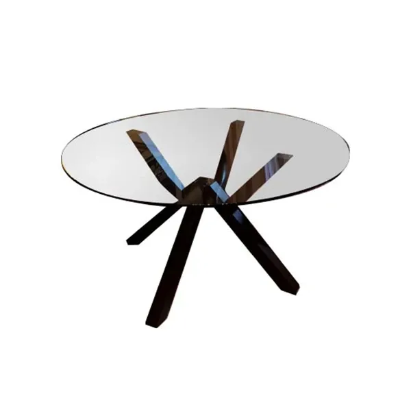 Mikado round table in glass and wood, Calligaris 