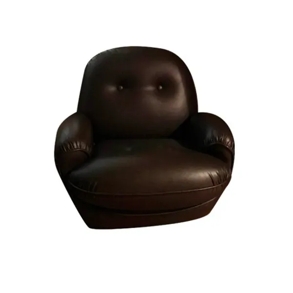 Armchair with removable leather cushion (brown), Beka image