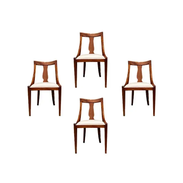 Image of Set 4 sedie vintage in legno e tessuto imbottito