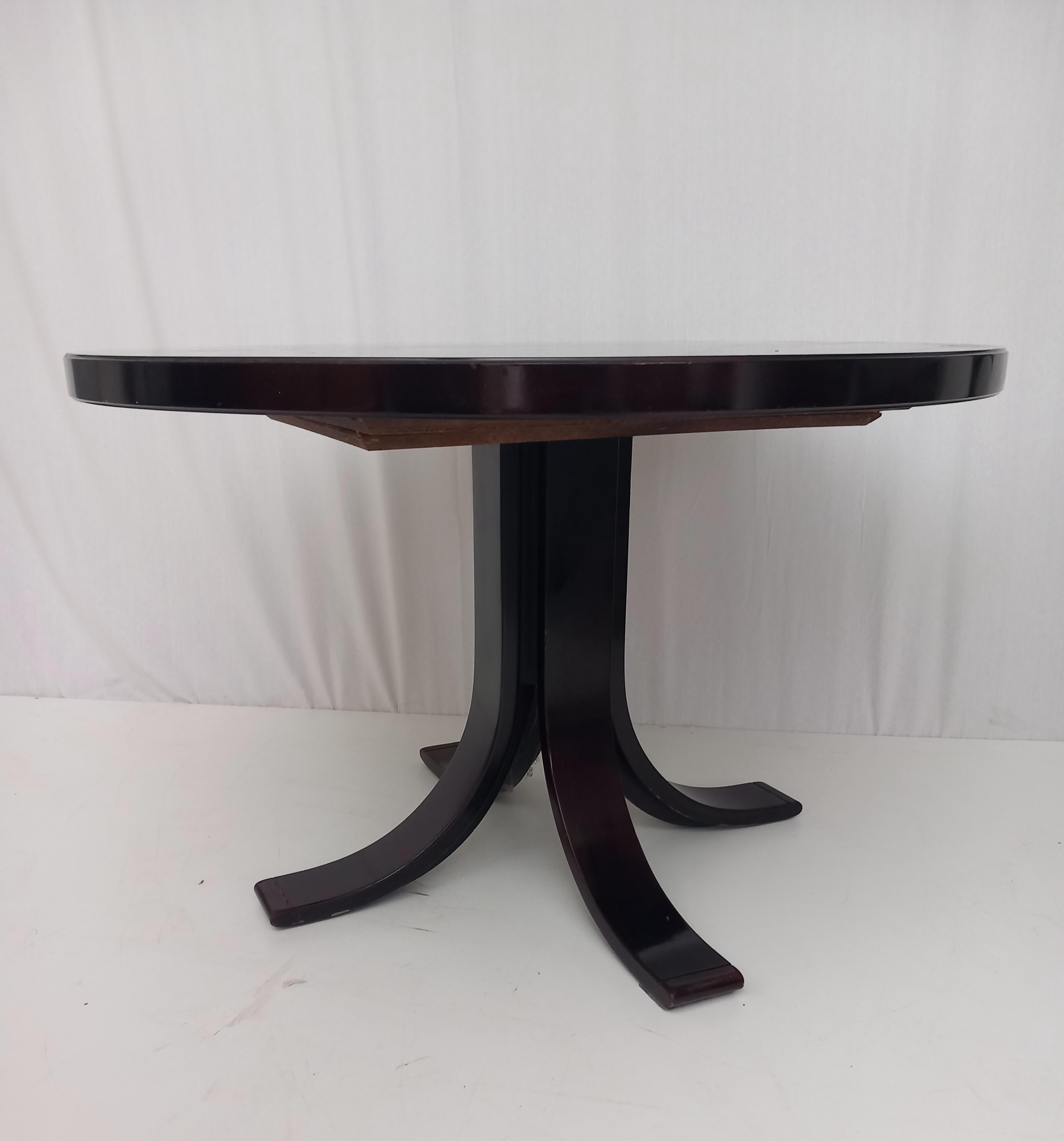 Extendable round wooden dining table (60s vintage) Front