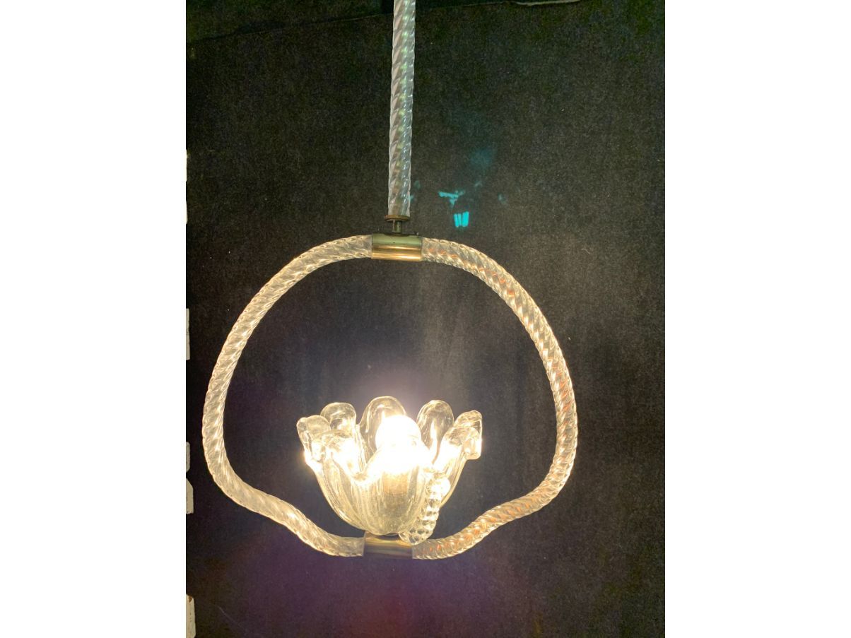 Lampada a sospensione in vetro di Murano vintage (anni '40), Side