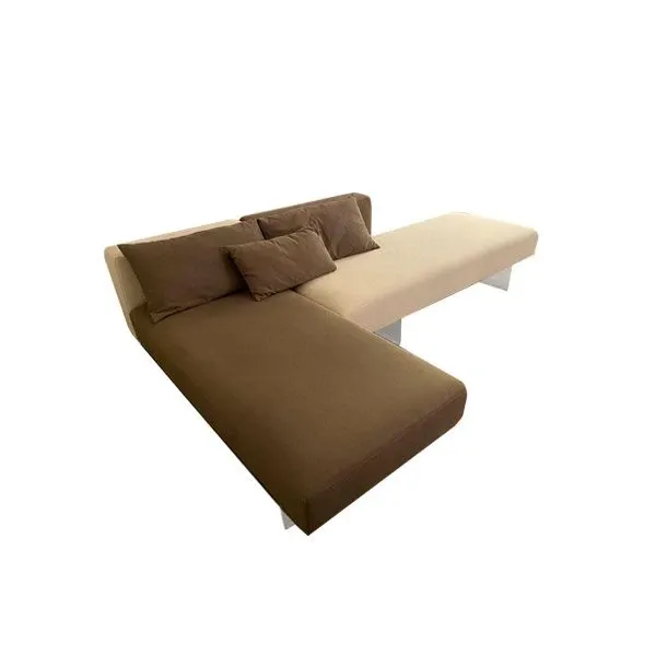 Air Sofa corner sofa in glass and fabric (beige), Lago 6