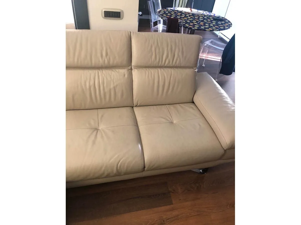 Corner sofa with adjustable leather backrest (beige), Natuzzi Deesup