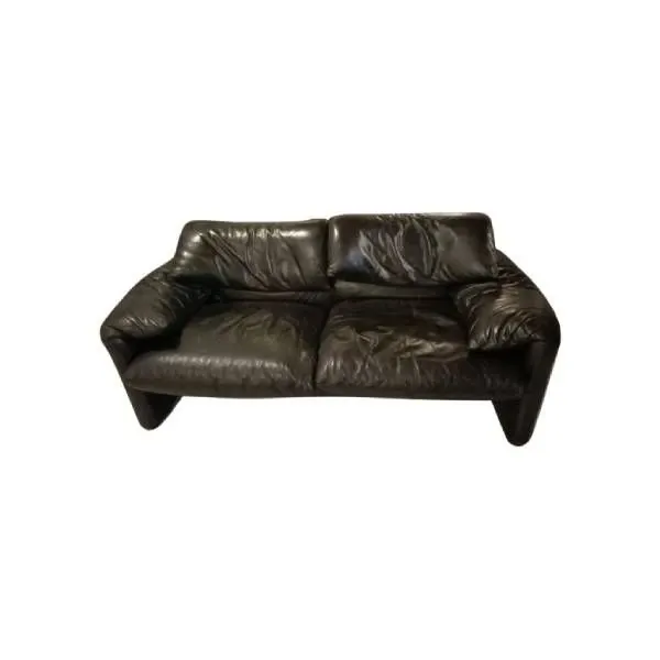 Maralunga sofa in black leather, Cassina image