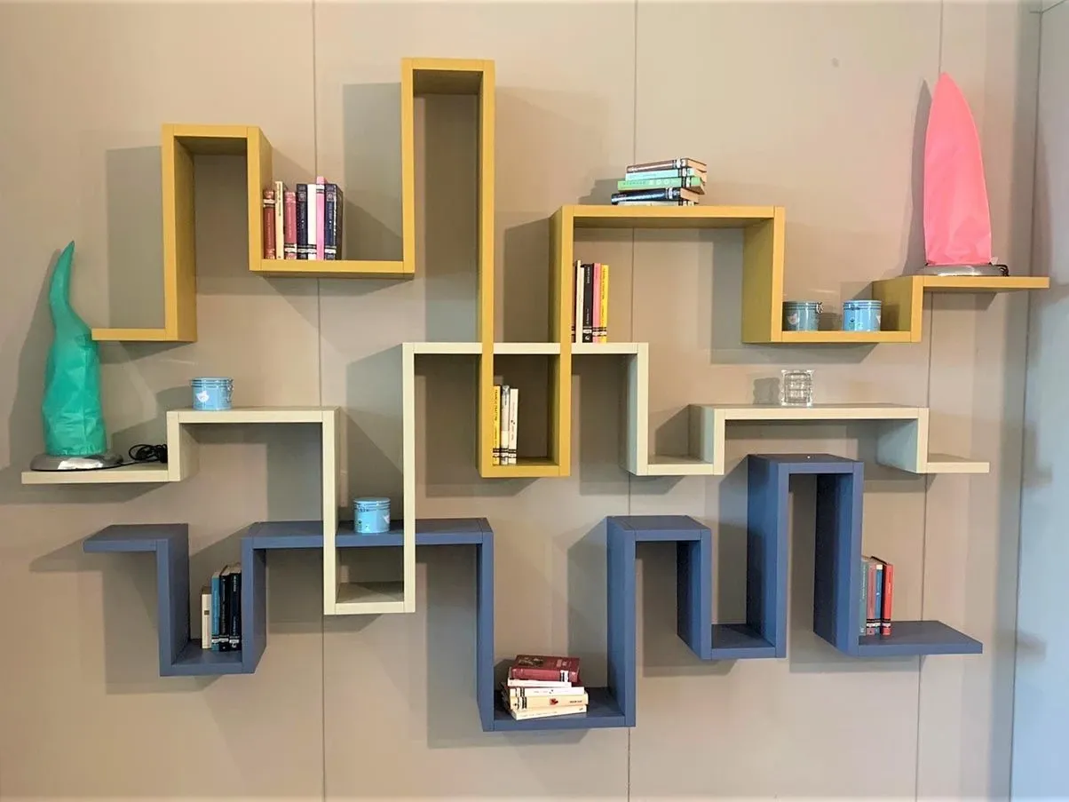 Hanging bookshelf Bookshelf lacquered wood (multicolored), Lago 4