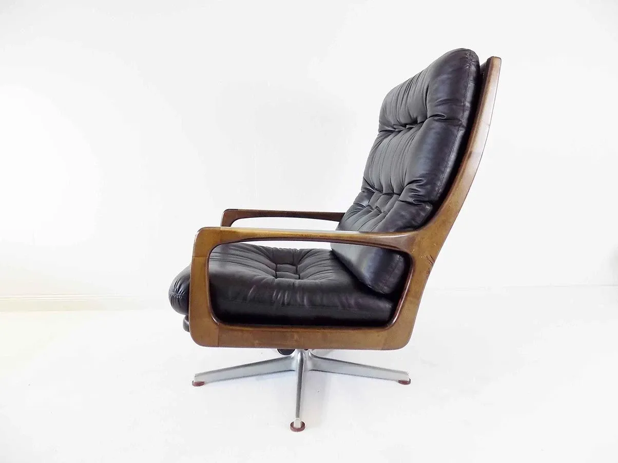 Vintage Ledersessel von Eugen Schmidt (schwarz) 10