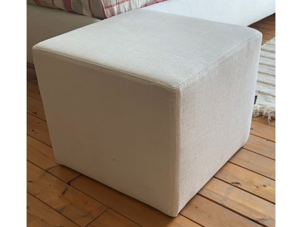 Pouf quadrato in tessuto bianco, Twils