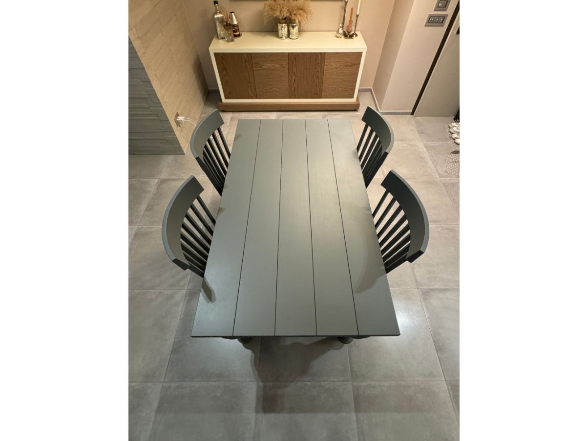 Set of a table and 4 chairs Gray in wood, Gervasoni Main