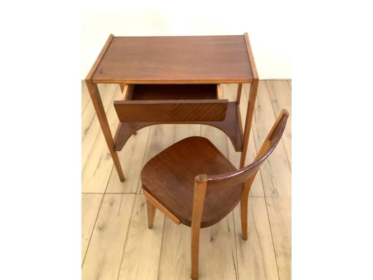 50s Wooden Desk and Chair Set Brand