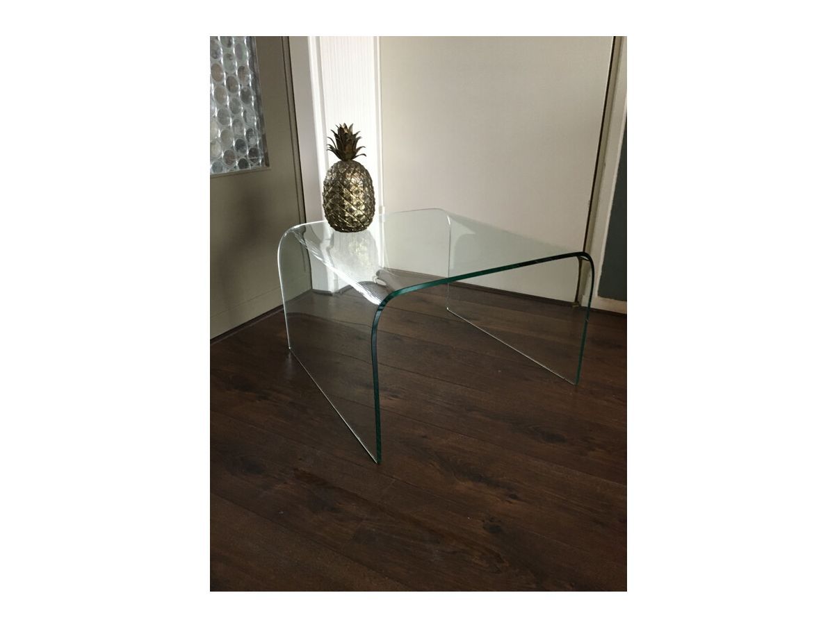 Set of 2 vintage curved glass coffee tables, Deesup