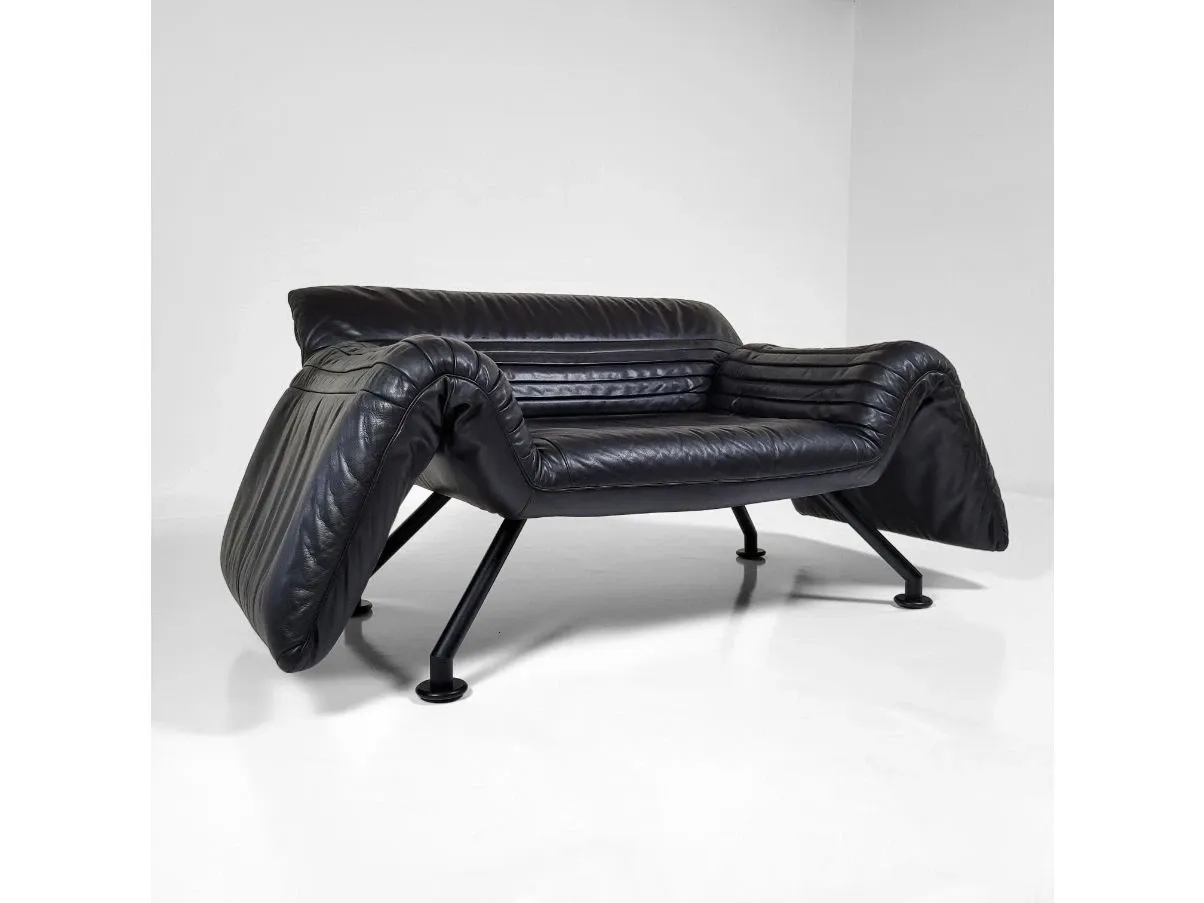 Multifunctional black leather bed 2