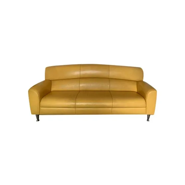 Madison large 3 seater sofa in leather (yellow) 3