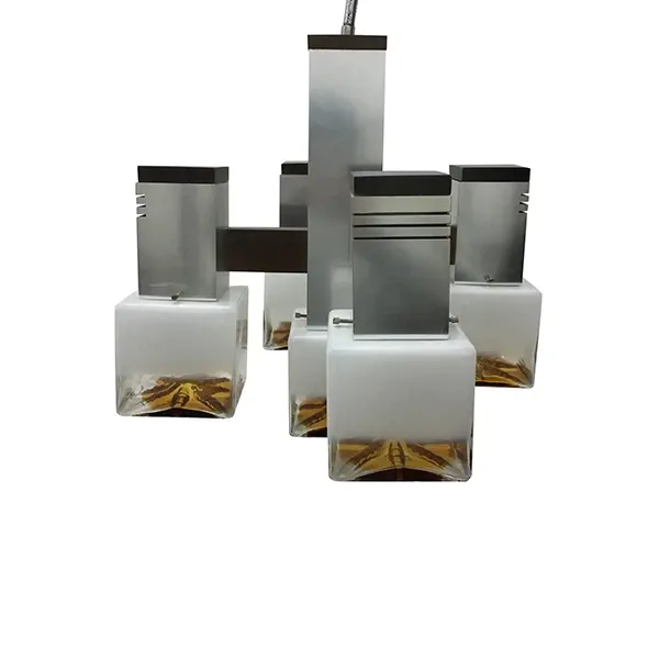 Vintage cubic chandelier by Gaetano Sciolari 3