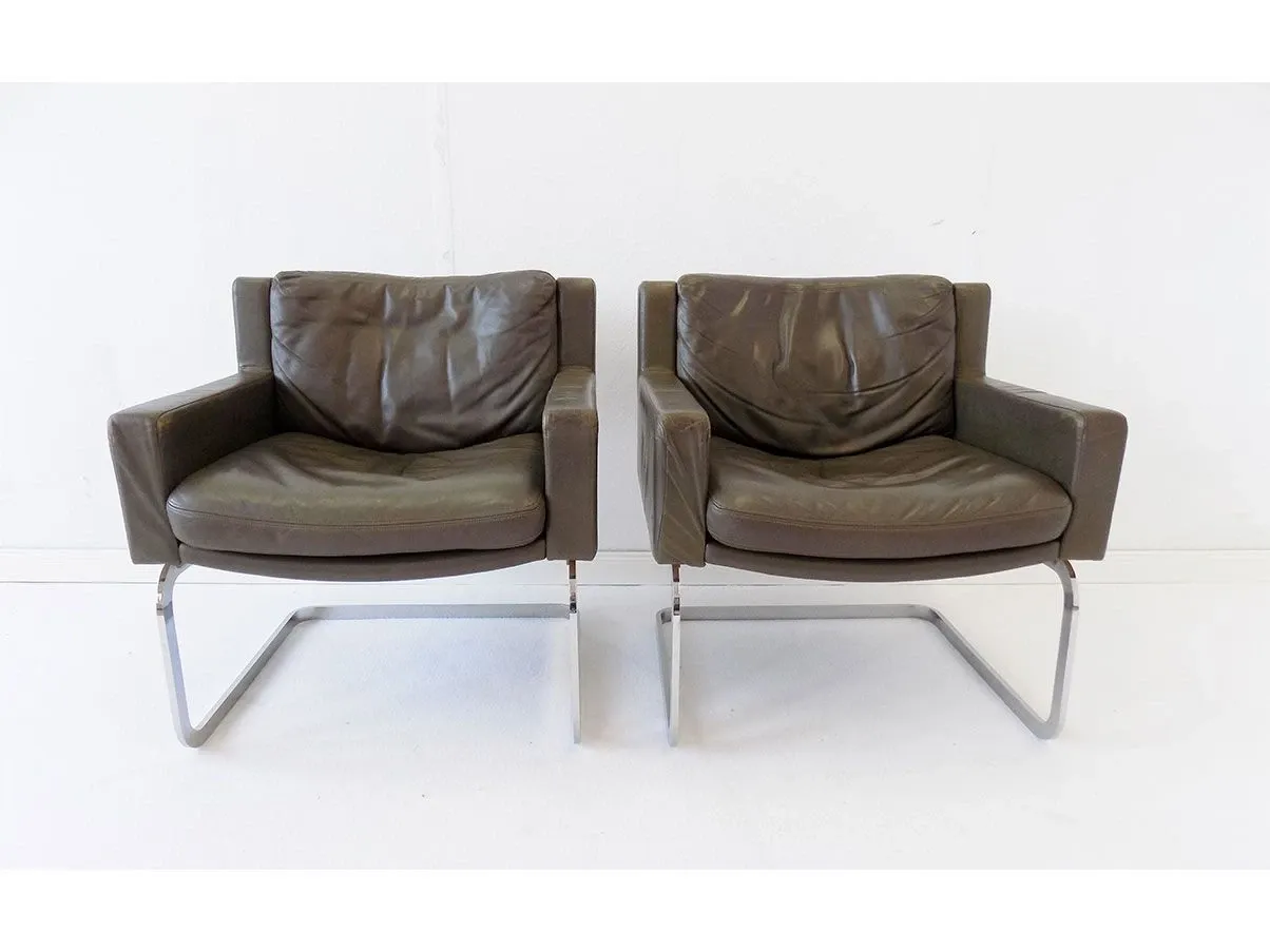 Set 2 poltrone RH 201 in metallo e pelle (verde) 1