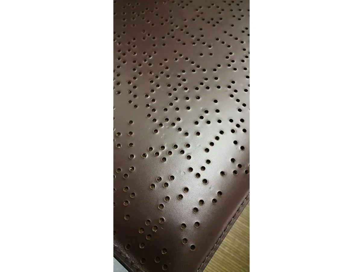 Cubic pouf XS Perforated in leather (brown), Ivano Redaelli 2