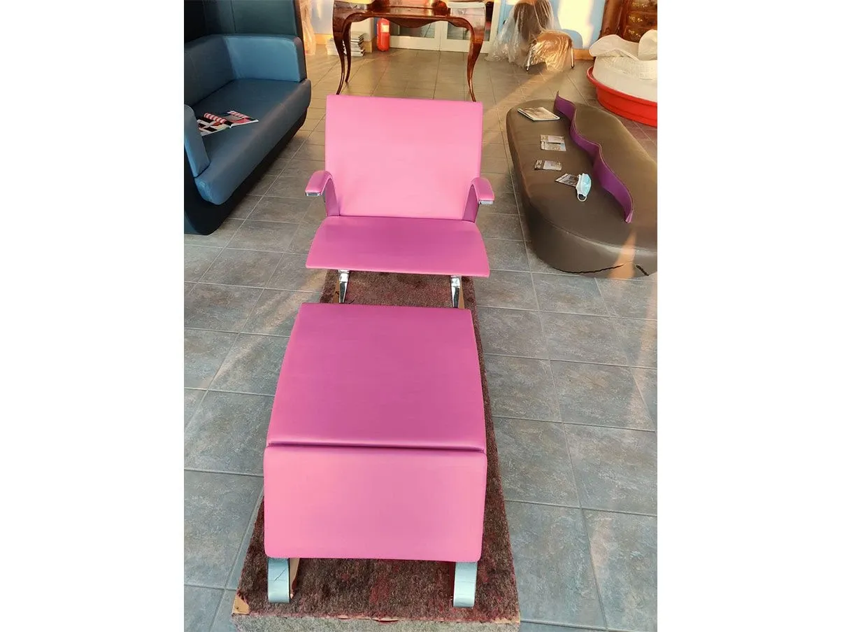 Sessel Ravello mit Hocker aus Leder (rosa) 