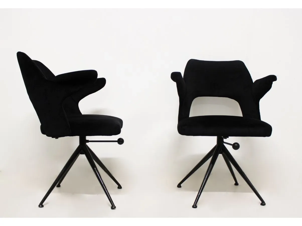 Sedia vintage in velluto nero (anni '70), 1
