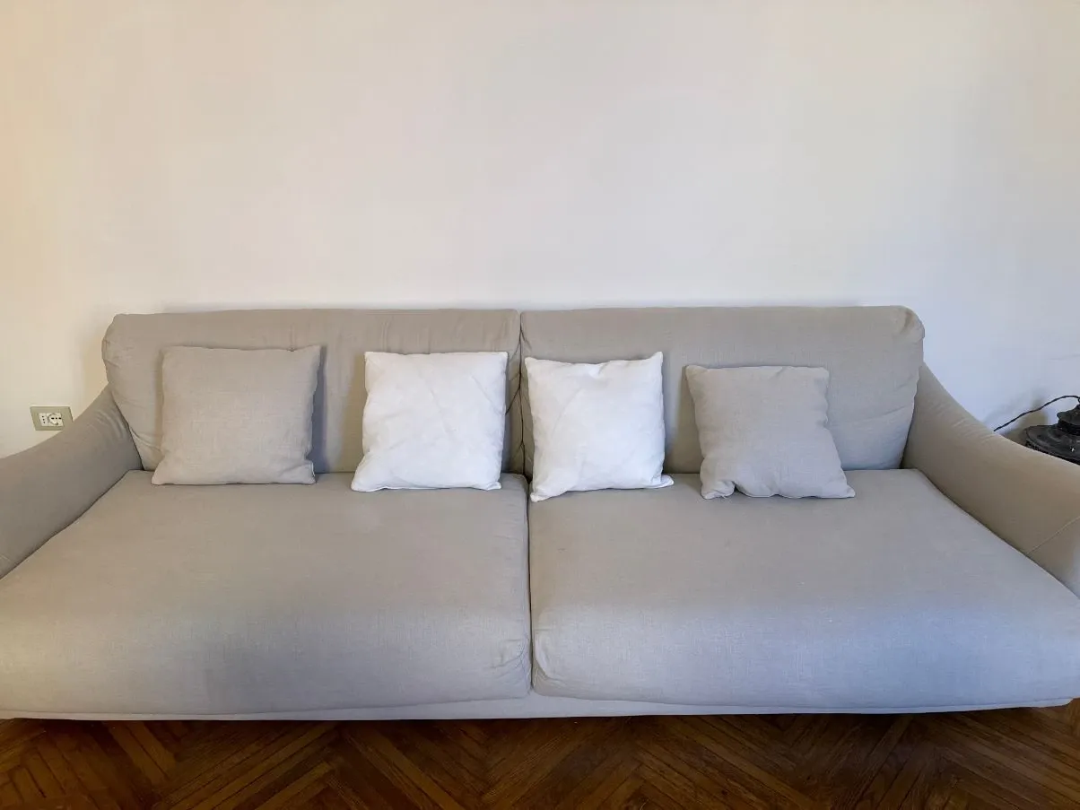 4-seater sofa in pure linen with removable cover, FOX 1