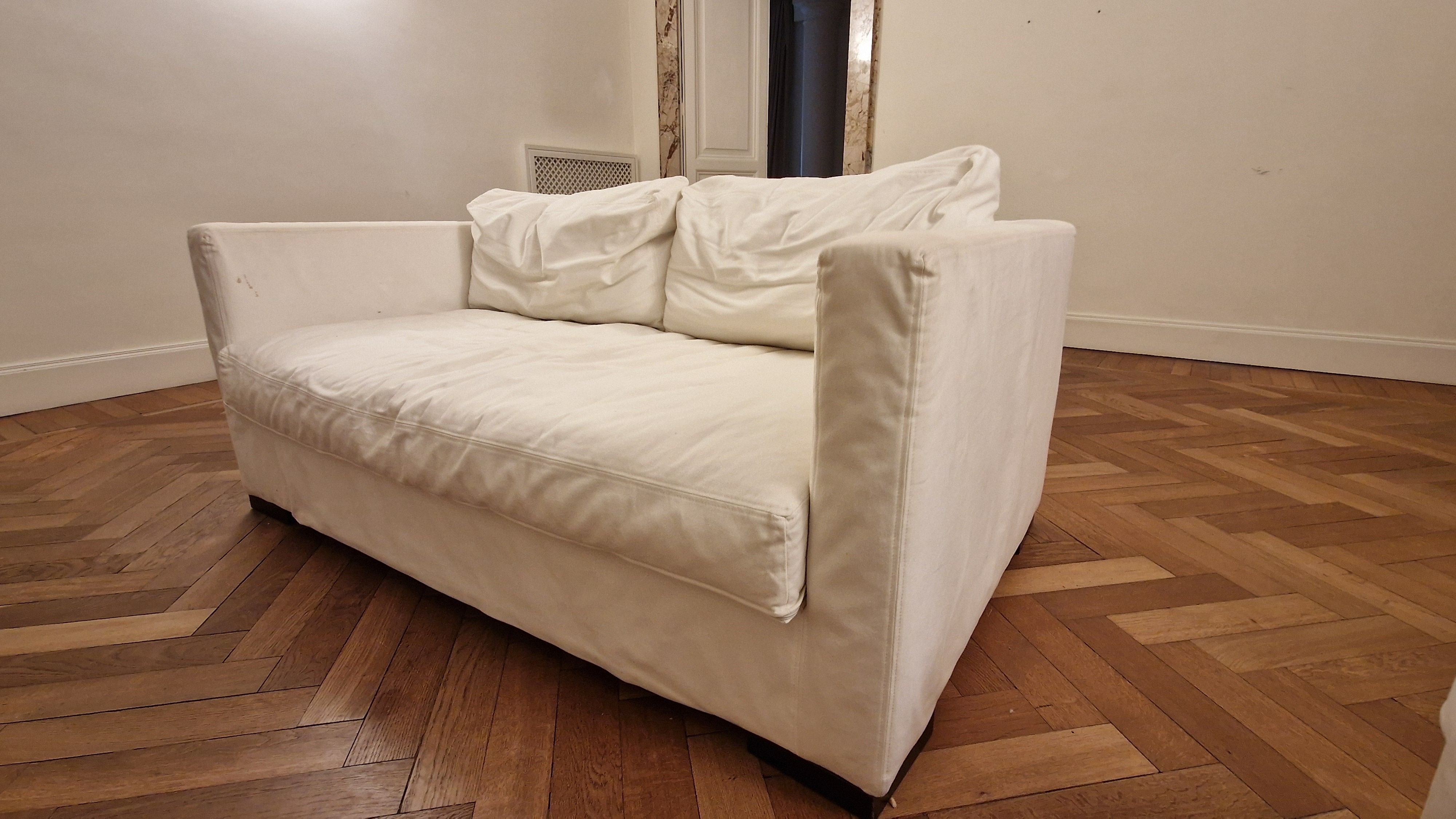 Canapé 2 places Belmon en tissu (blanc) Main