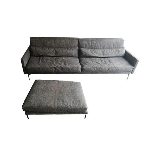 Modernes Sofa 110 mit Hocker aus Stoff (grau) 4