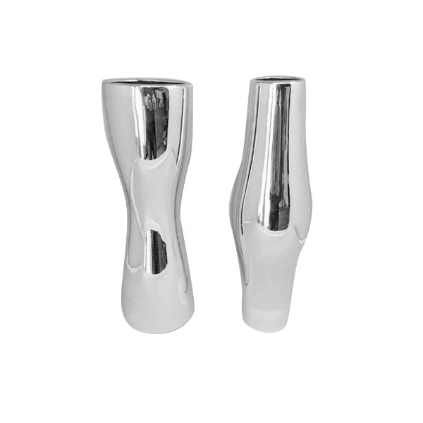 Set of 2 vintage silver ceramic vases (1970s), image