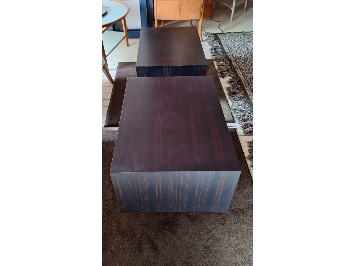 Set of 2 Time bedside tables in canaletto walnut and beech by Massimo Scolari, Giorgetti Side