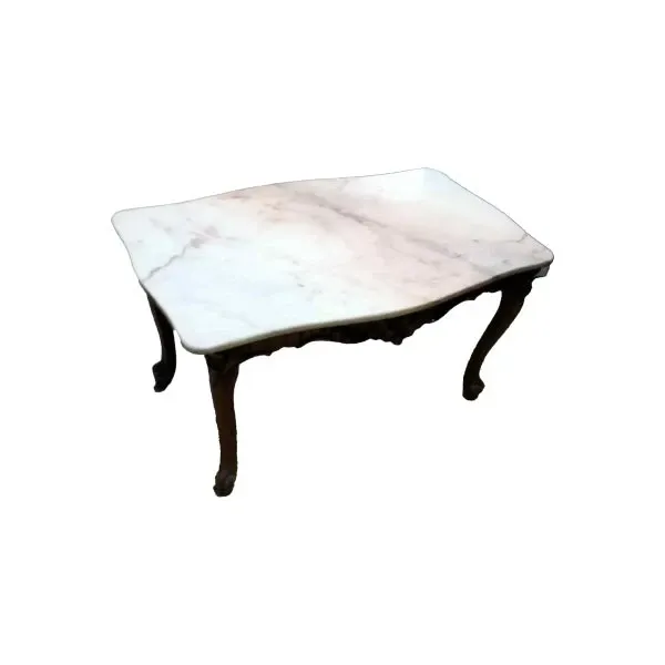 Vintage baroque wooden coffee table with pink marble top image