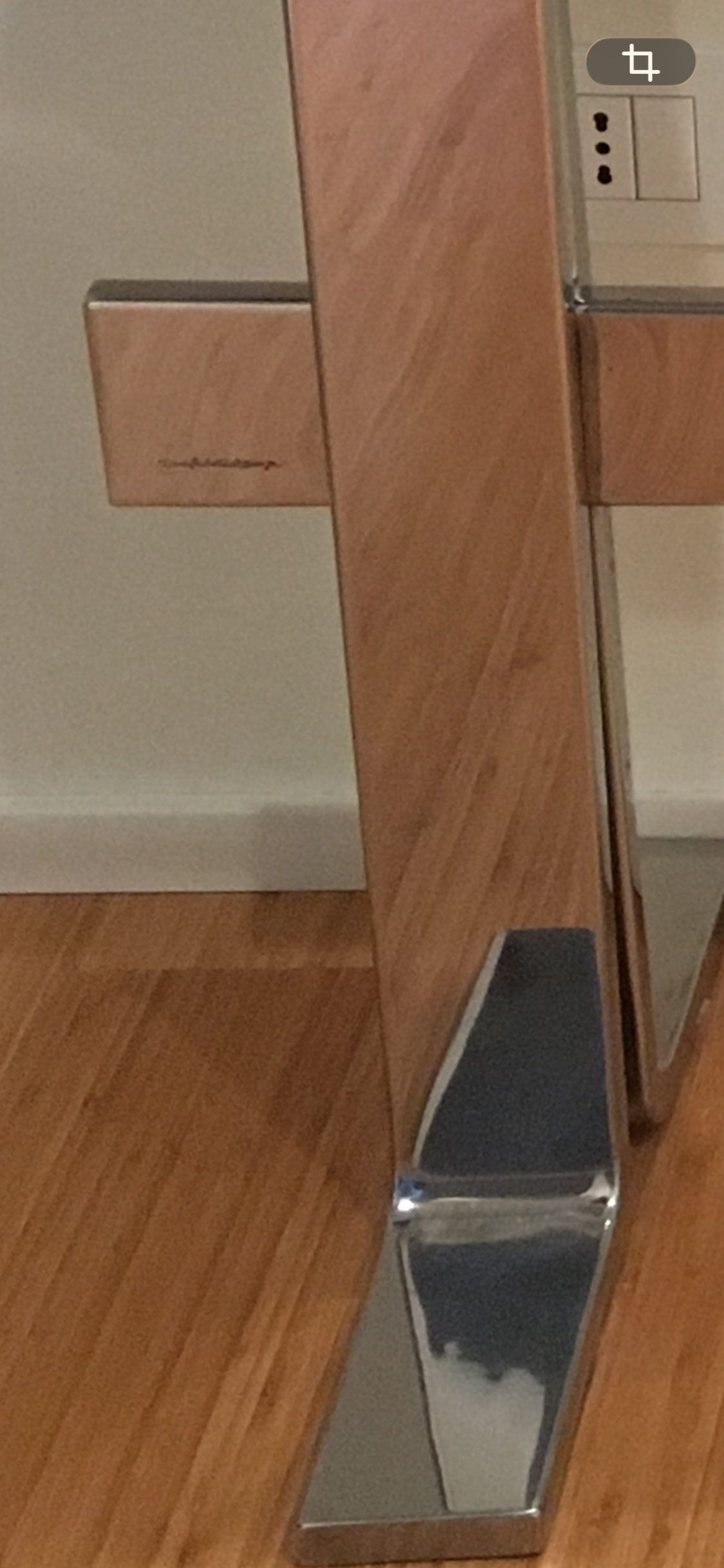 Chrome Metal and Glass Console Table (1970s) Details