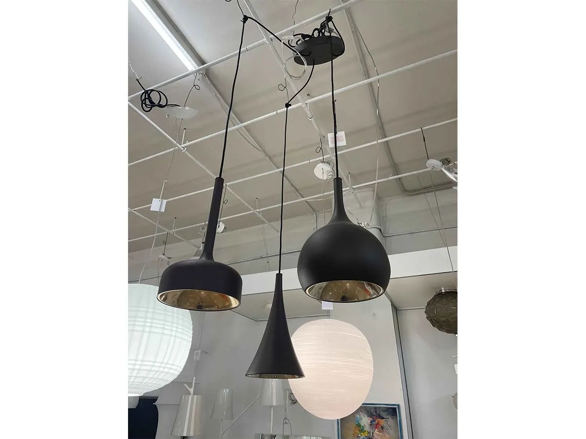 Sixties pendant lamp with 3 lights in metal (gold), Grok 2