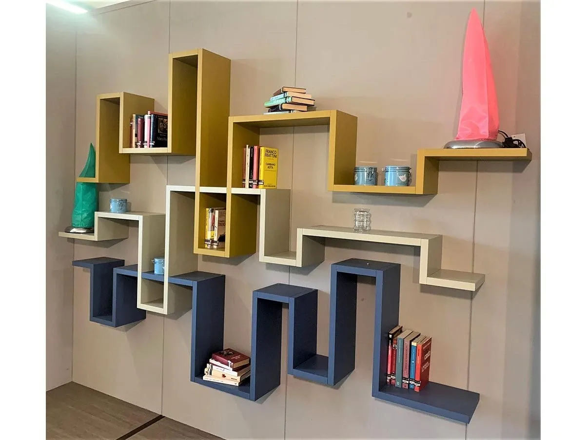 Hanging bookshelf Bookshelf lacquered wood (multicolored), Lago 