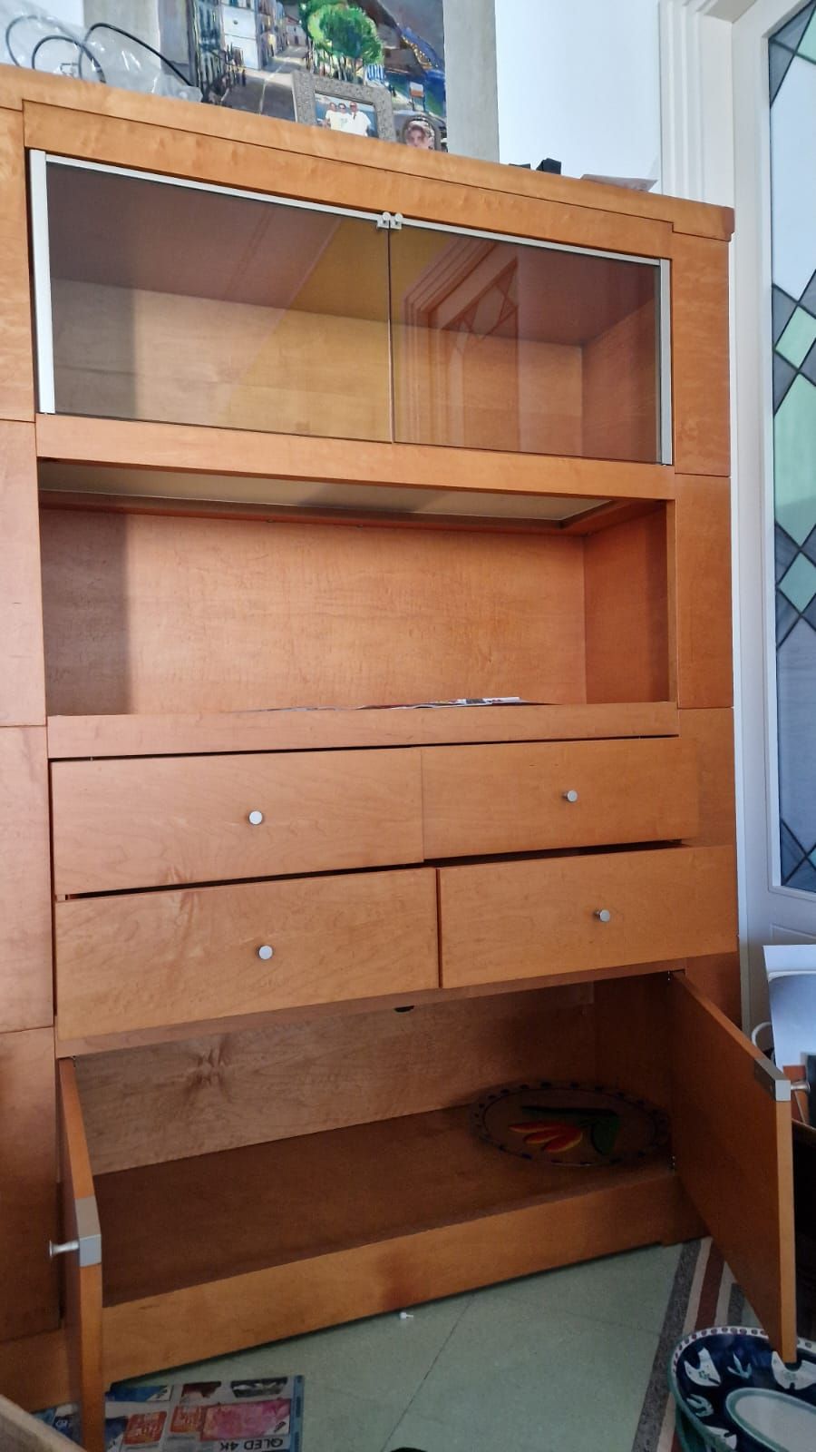 Vintage Walnut Wood Sideboard (1990s) Side