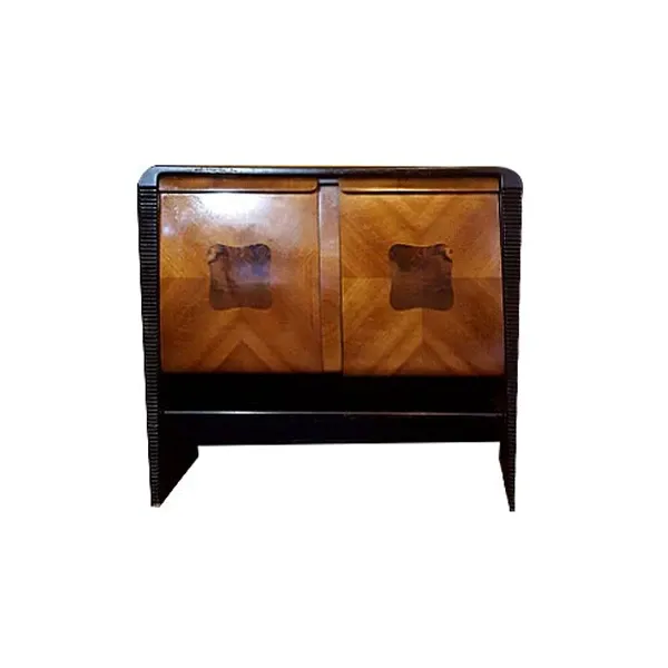 Vintage wooden bar cabinet with mirror mosaic image