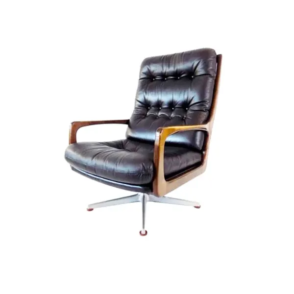 Vintage Ledersessel von Eugen Schmidt (schwarz) 2