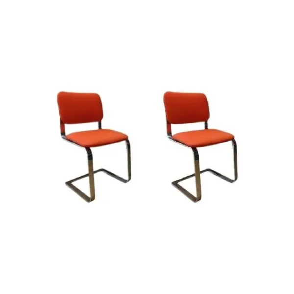 Set of 2 vintage chairs in orange fabric (1960s), Mobel Italia image