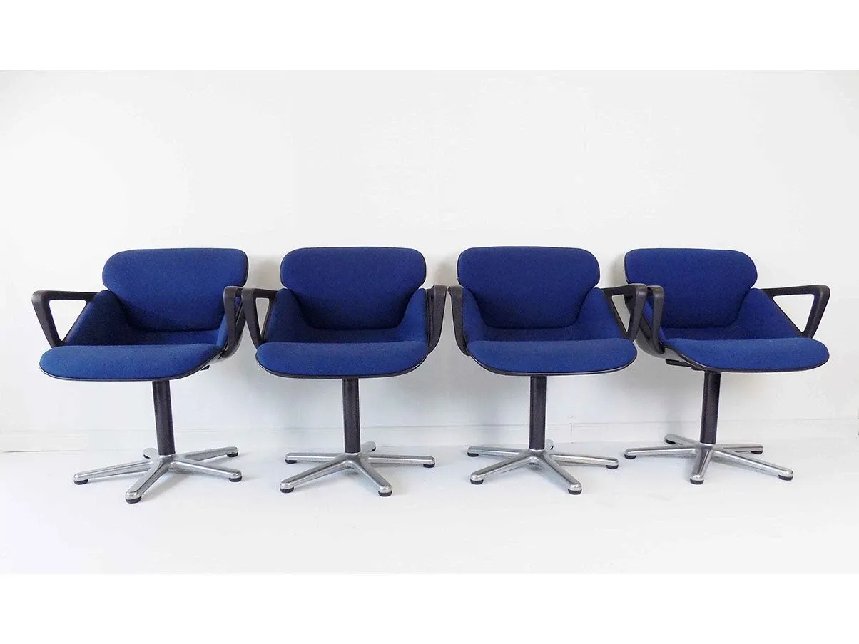 4er-Set Stühle Modell 190 von Hans Roericht (blau) 1