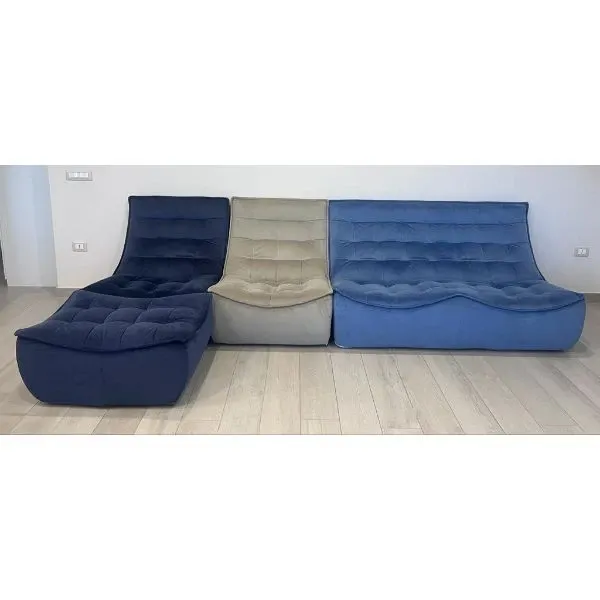 Image of Set divano con 2 poltrone e pouf Banjo, Prezio Sofà