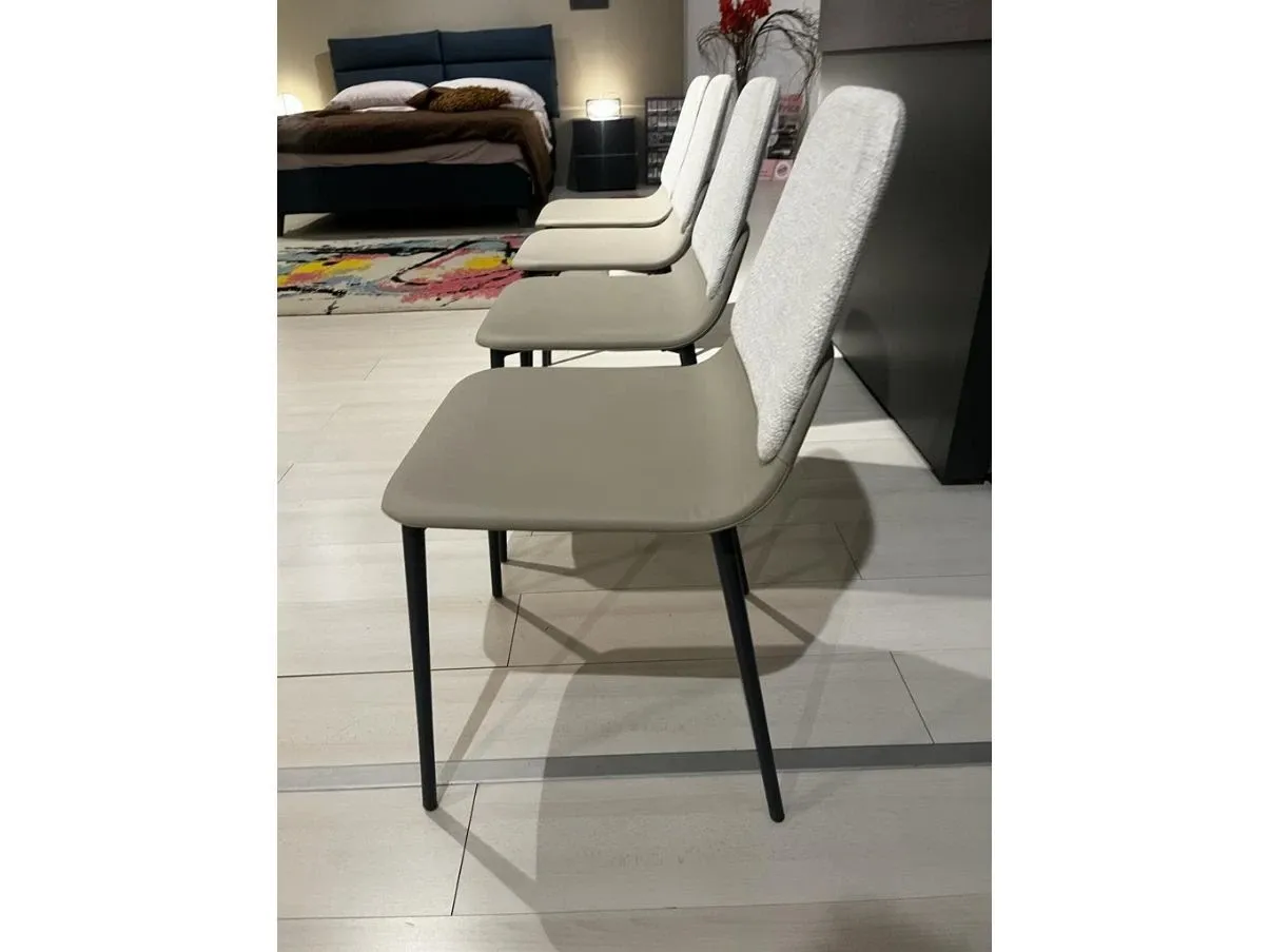 Set of 4 Ermes chairs in eco-leather and fabric, Lago 5