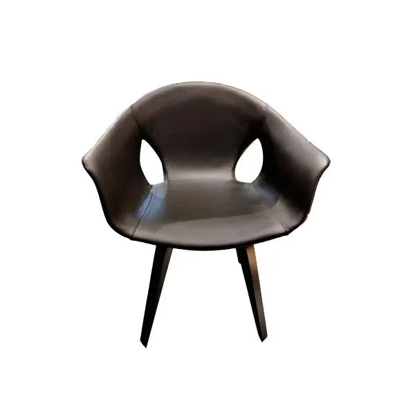 Ginger armchair in leather and wood 