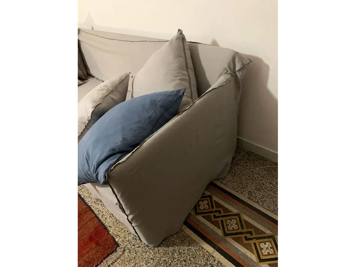 Ghost 3-seater sofa in removable linen (grey), Gervasoni 2