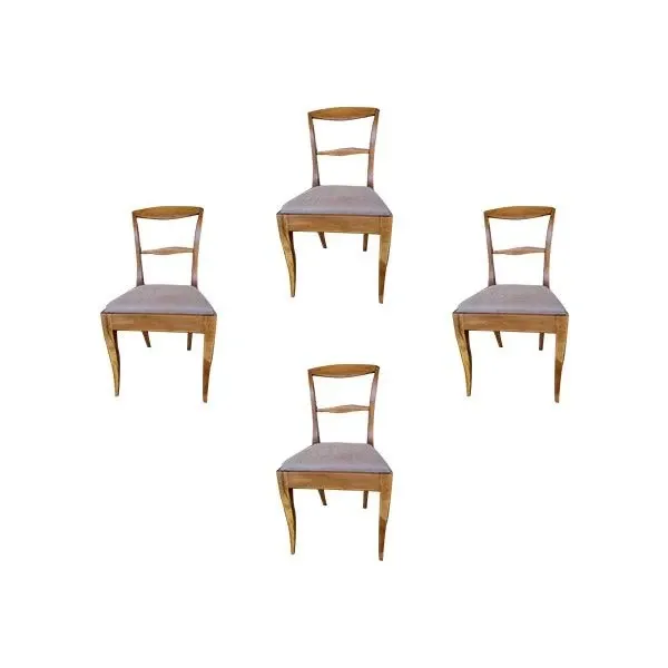 Set of 4 vintage chairs in wood and gray fabric (&#39;900) image