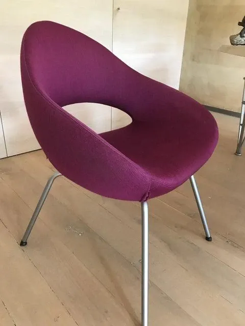 Set of 4 Sharck armchairs in purple material fabric 1